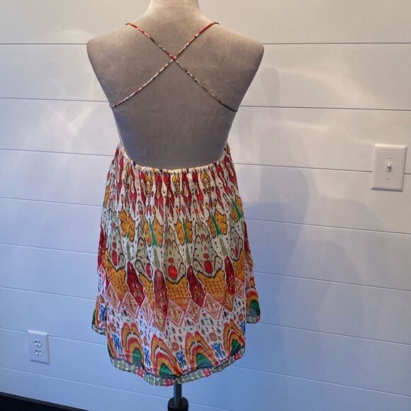 ZARA Multicolor Embroidered Strappy Back Boho Mini Dress NWT XS - Picture 6 of 12